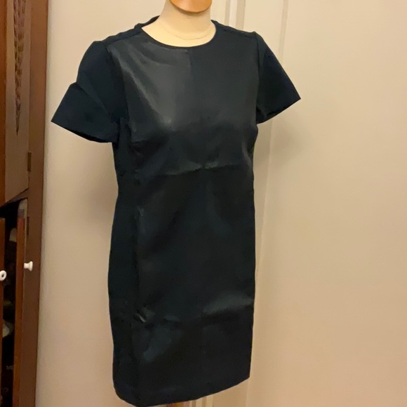 NWT Ann Taylor cap Mixed media sleeves faux leather sheath dress. - Picture 1 of 6